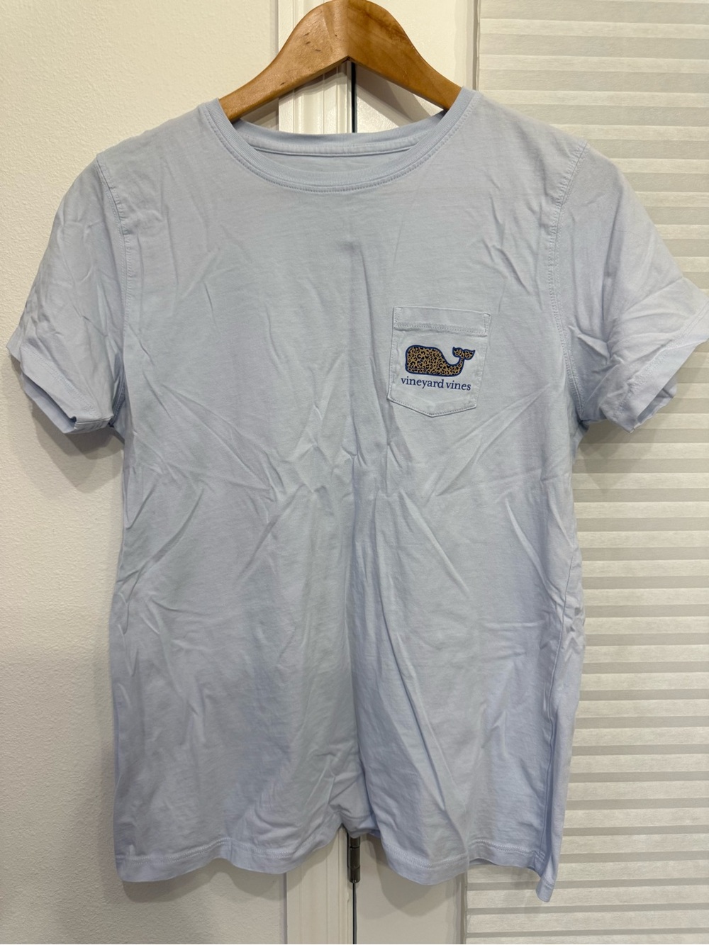 Vineyard Vines Light Blue Short Sleeve Pocket Tee with Whale Logo